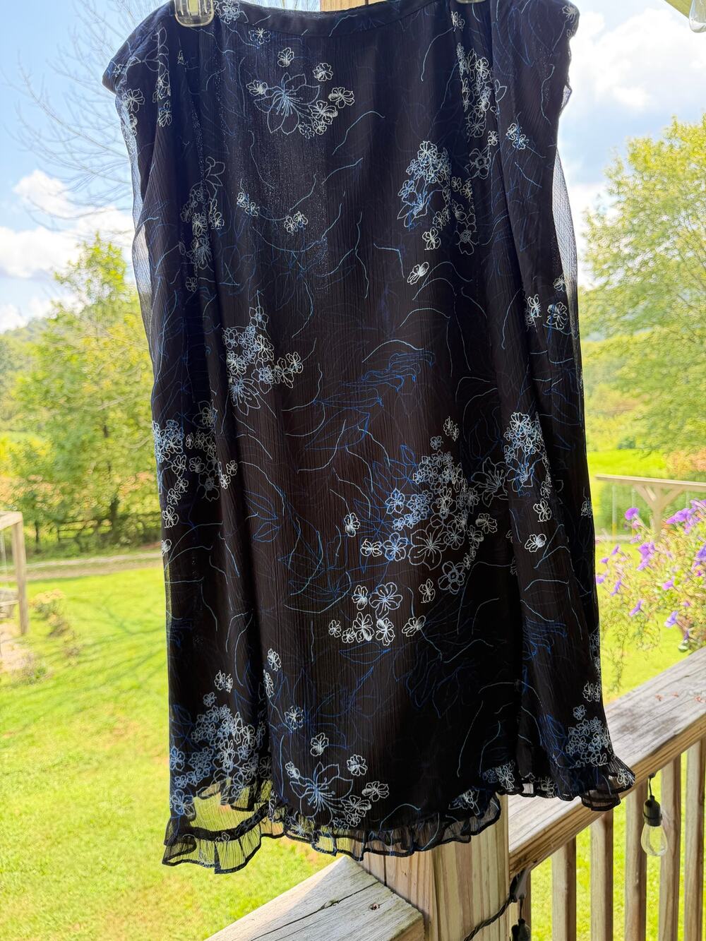 VTG 90s Sag Harbor Woman Skirt Whimsigoth Midnight Floral Fairy Grunge 22W Moody